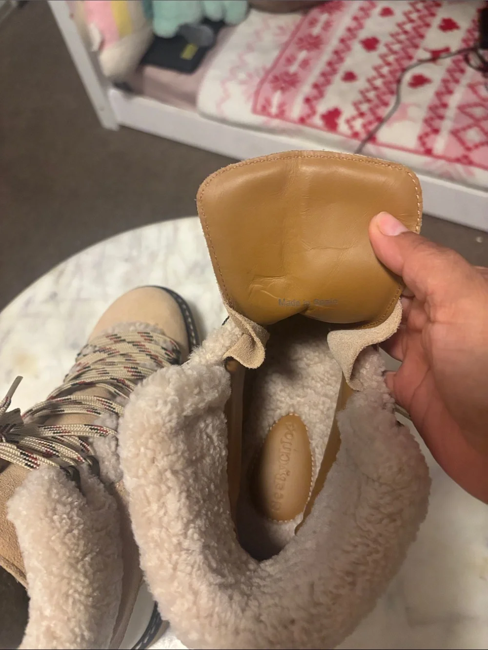 See By Chloe Suede Sherpa-Lined Hiker Boots - Beige